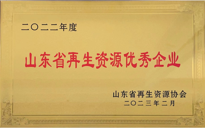 2022年度山東省再生資源優(yōu)秀企業(yè)